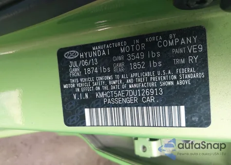2013 Hyundai Accent Gs from USA, damaged, VIN KMHCT5AE7DU126913